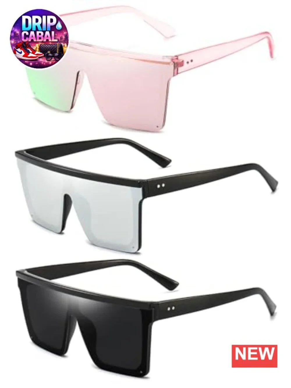Oversized Square Sunglasses UV400 Retro Flat Top Shades for Women Men